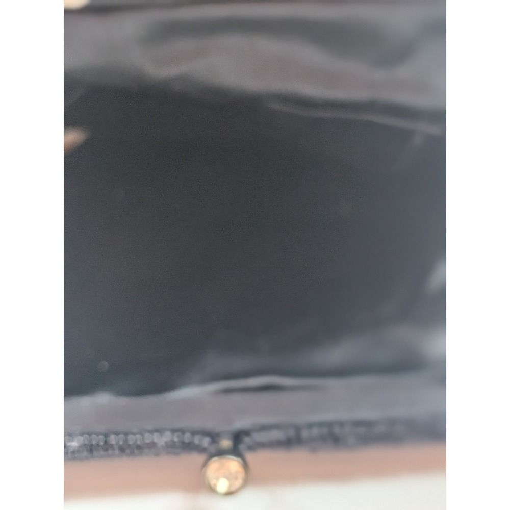 Vtg Richere Black Beaded Evening Purse Hand Made in Japan Rhinestone Clasp - Picture 10 of 17